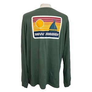 Great Outdoors New Jersey Graphic T-Shirt Long Sleeve Men's 2XL Home Free Green